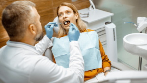 a woman getting an emergency dental checkup